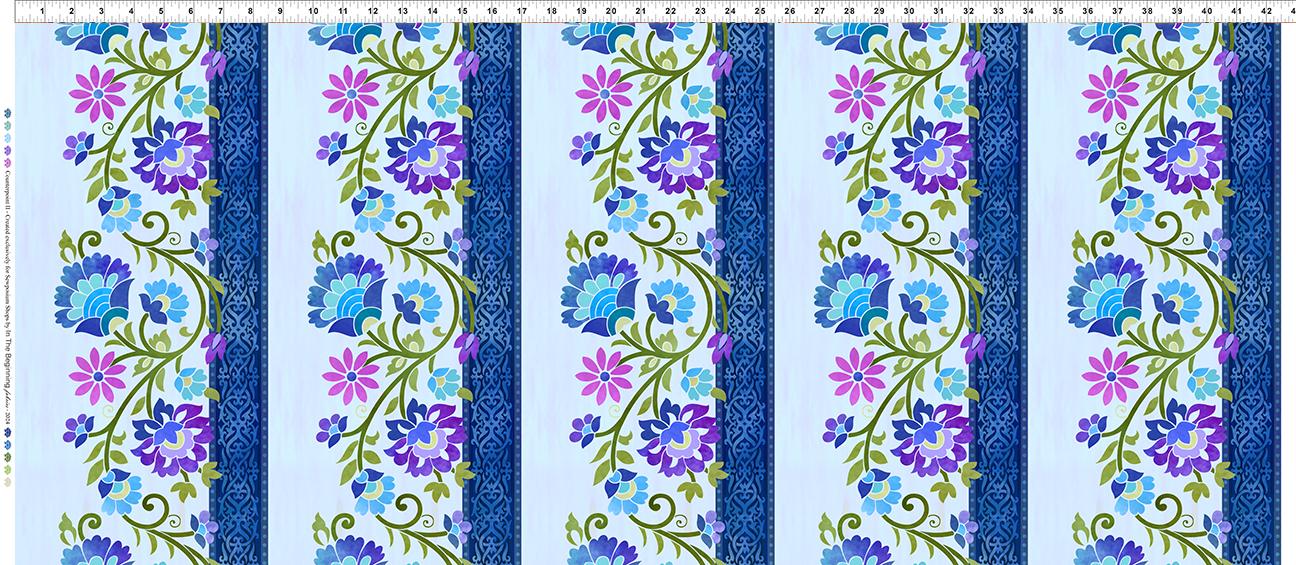 Counterpoint 2- Large Floral Border Blue