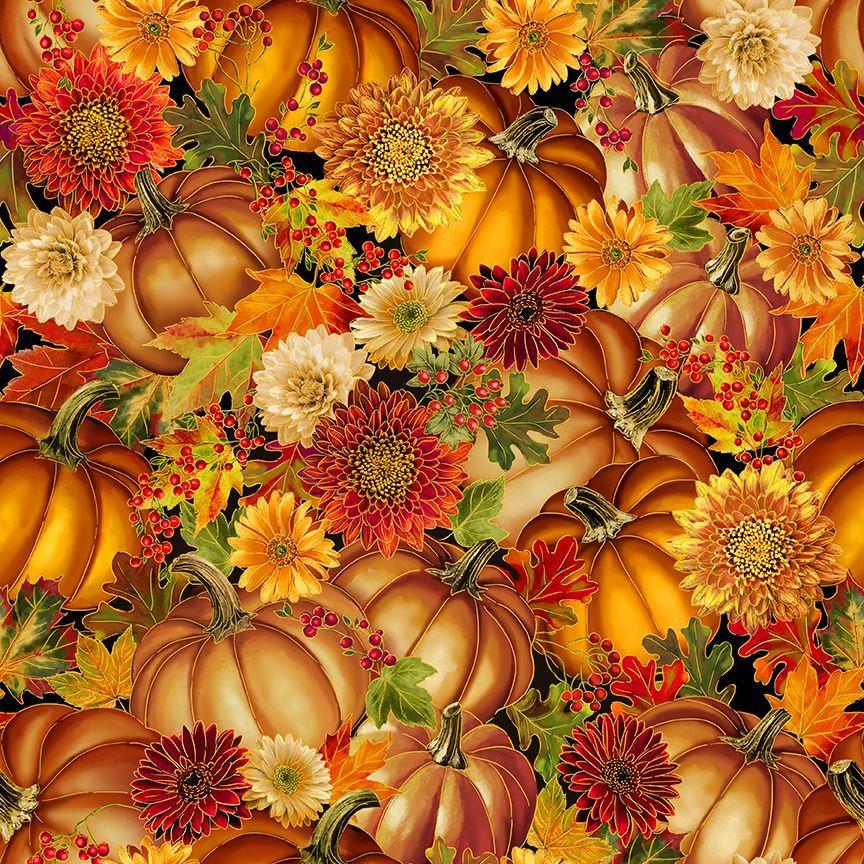 Packed Metallic Pumpkins Florals - Pumpkin