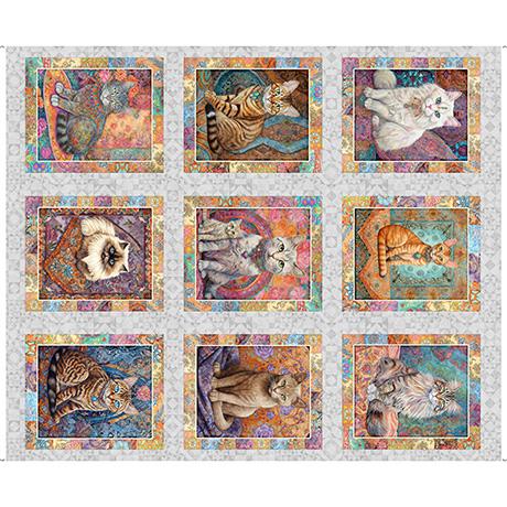 Quilt Room Kitties Panel- Grey