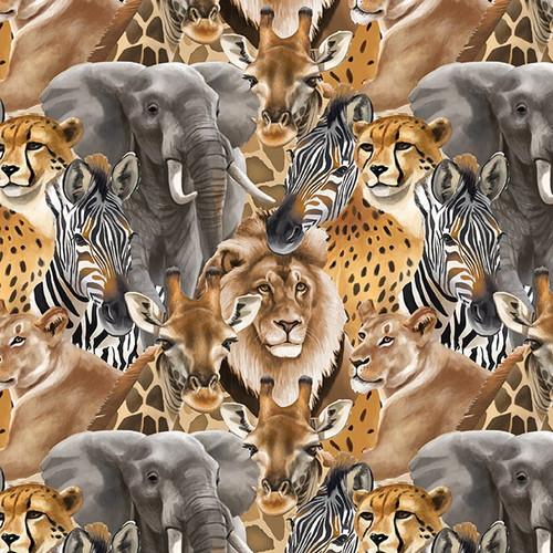 Safari Sights- Animal Collage Tan