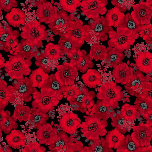 Scarlet Days & Nights- Large Floral Red/Black