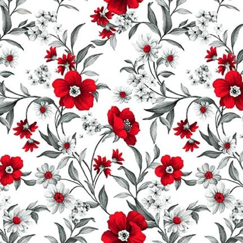 Scarlet Days & Nights- Small Flowers White Multi