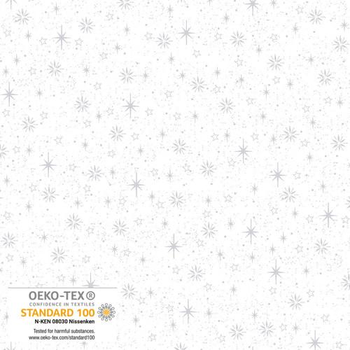 We Love Christmas- Stars White Silver Metallic