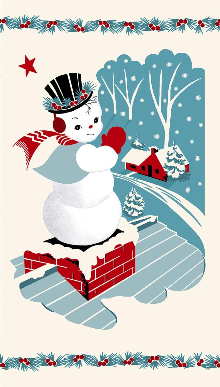 Winter In Snowtown- Snowman Panel - Multi